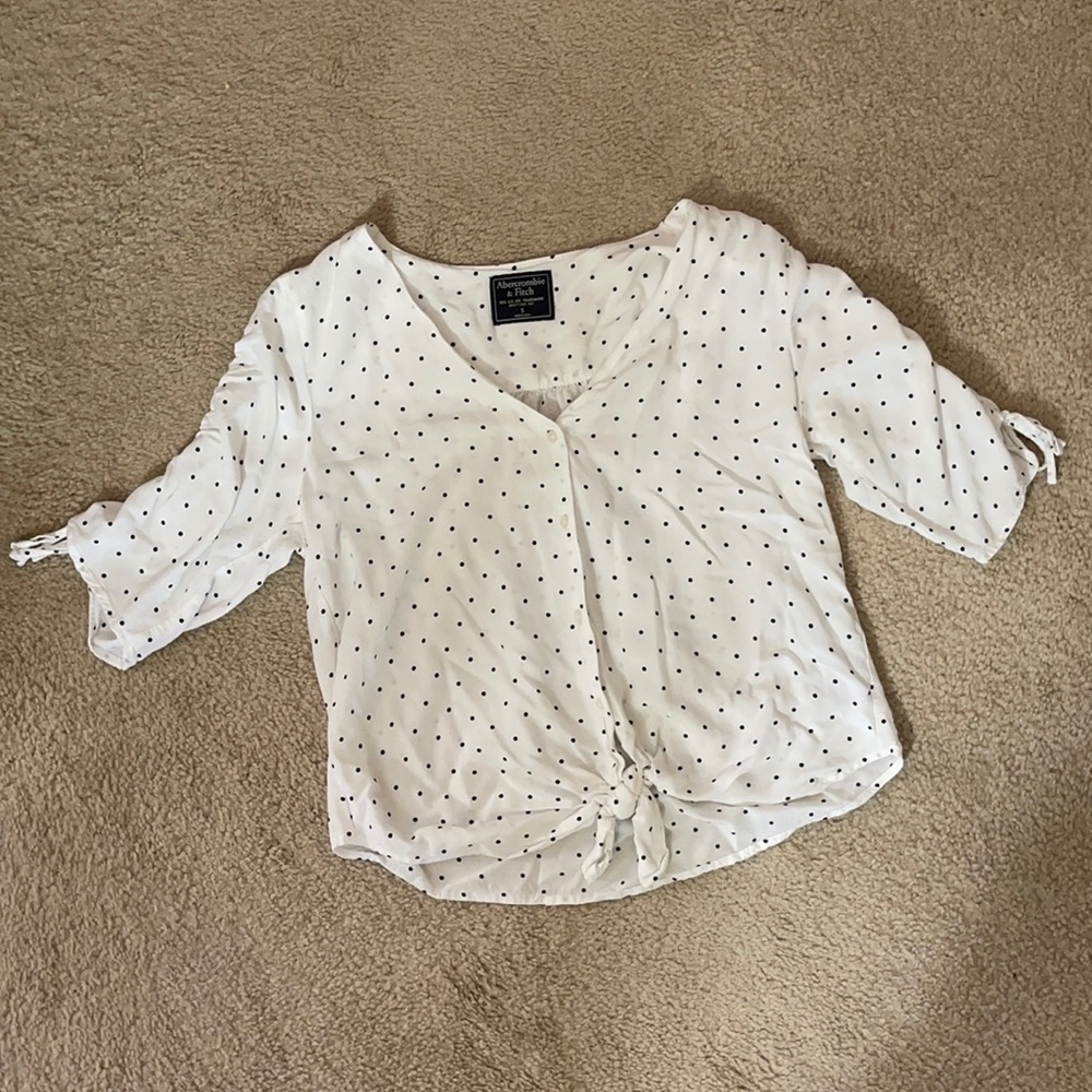 Polka dot top with sleeve detail